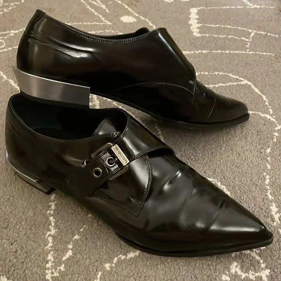 Sergio Rossi Single Buckle Black Leather Women’s Loafers Flats - Picture 1 of 11